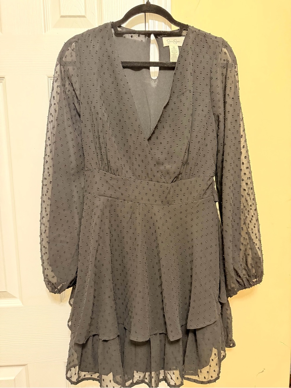 Jessica Simpson black Textured Long Sleeve Mini Dress